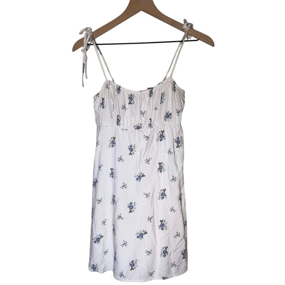 HOLLISTER Y2K cottage core milk maid floral lightweight tie strap mini dress S